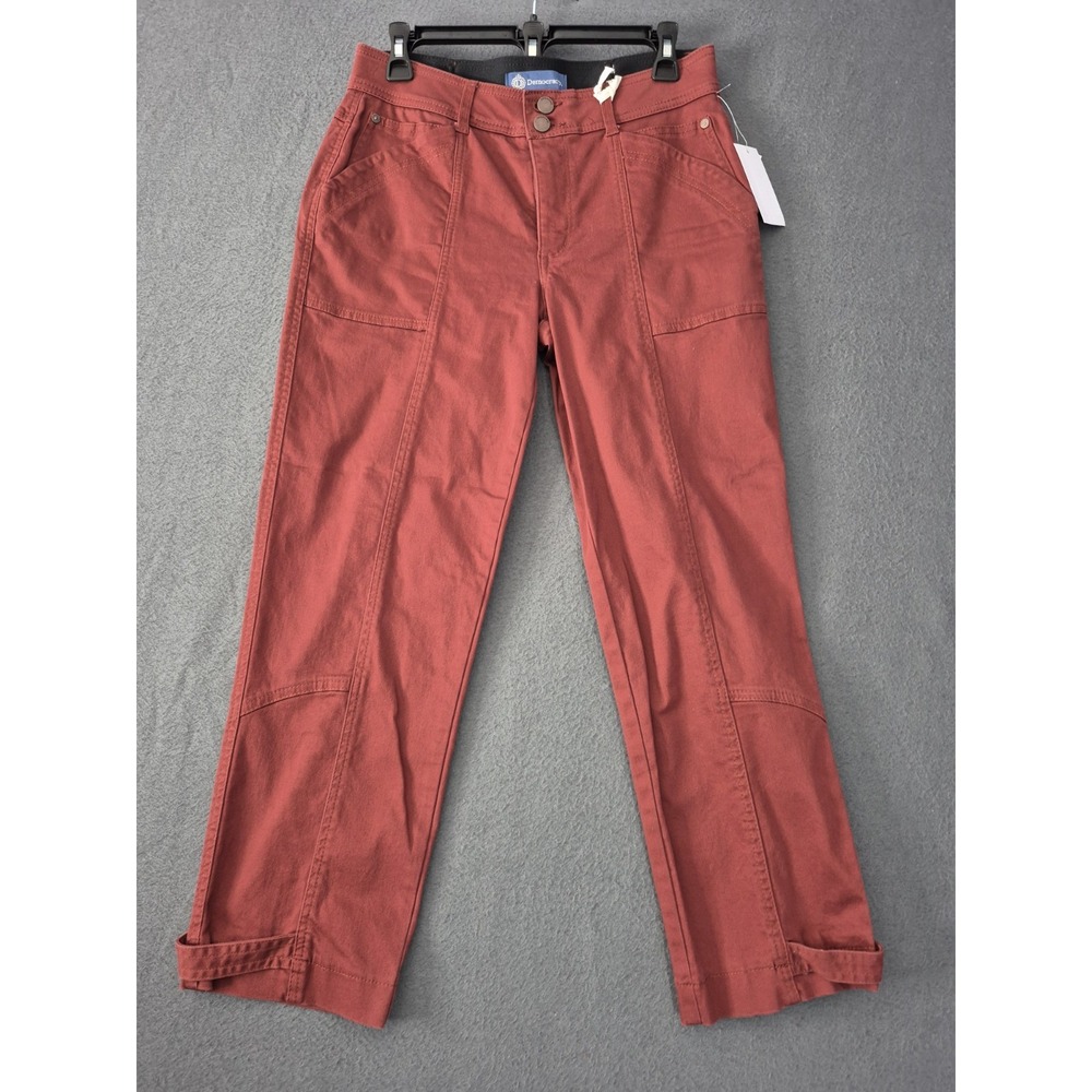 NWT Democracy "Ab" Solution High Rise Tapered Utility Snap Hem Pant Rust Sz 6P